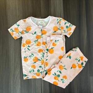 Bed Head Girls Pajama Set Peach Print Shirt Pants Size 6/8 Pink